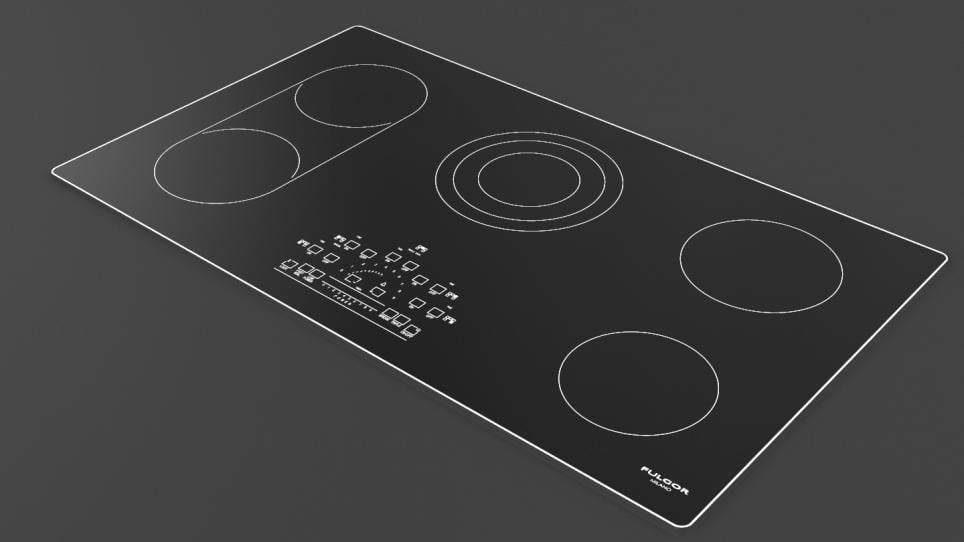 Fulgor Milano F6RT36S2 36" Radiant Cooktop With Brushed Aluminum Trim - Black Glass