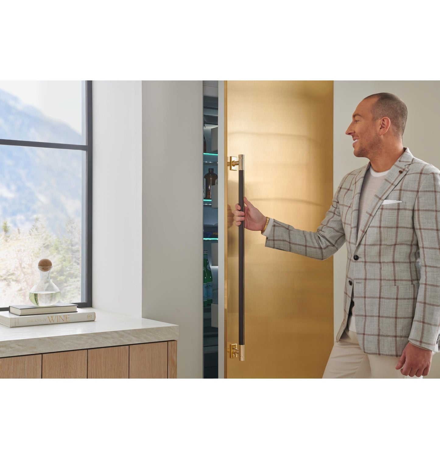 Monogram ZK1BN369VLH Monogram 36" Lh Column Panel Brass Designer Collection