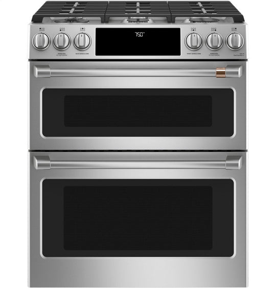 Cafe CGS750P2MS1 Café 30" Smart Slide-In, Front-Control, Gas Double-Oven Range With Convection