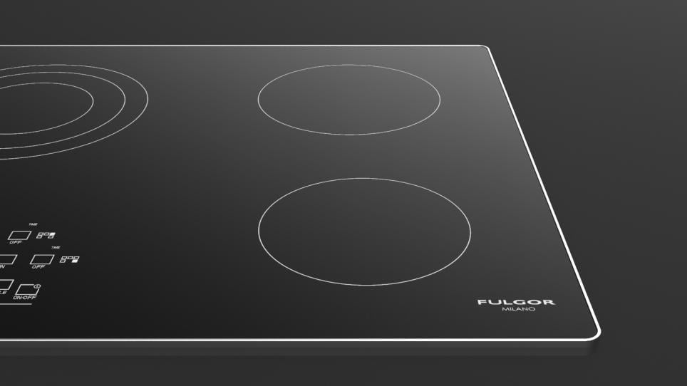 Fulgor Milano F6RT36S2 36" Radiant Cooktop With Brushed Aluminum Trim - Black Glass