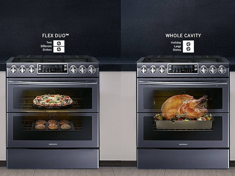 Samsung NX58K9850SG 5.8 Cu. Ft. Slide-In Gas Range With Flex Duo™ & Dual Door In Black Stainless Steel