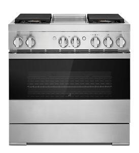 Jennair JDSP536HM Noir 36" Dual-Fuel Professional-Style Range With Chrome-Infused Griddle And Steam Assist