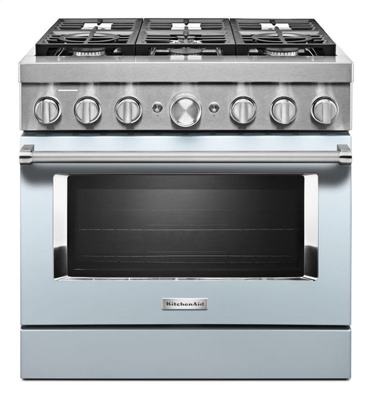 Kitchenaid KFDC506JMB Kitchenaid® 36'' Smart Commercial-Style Dual Fuel Range With 6 Burners - Misty Blue