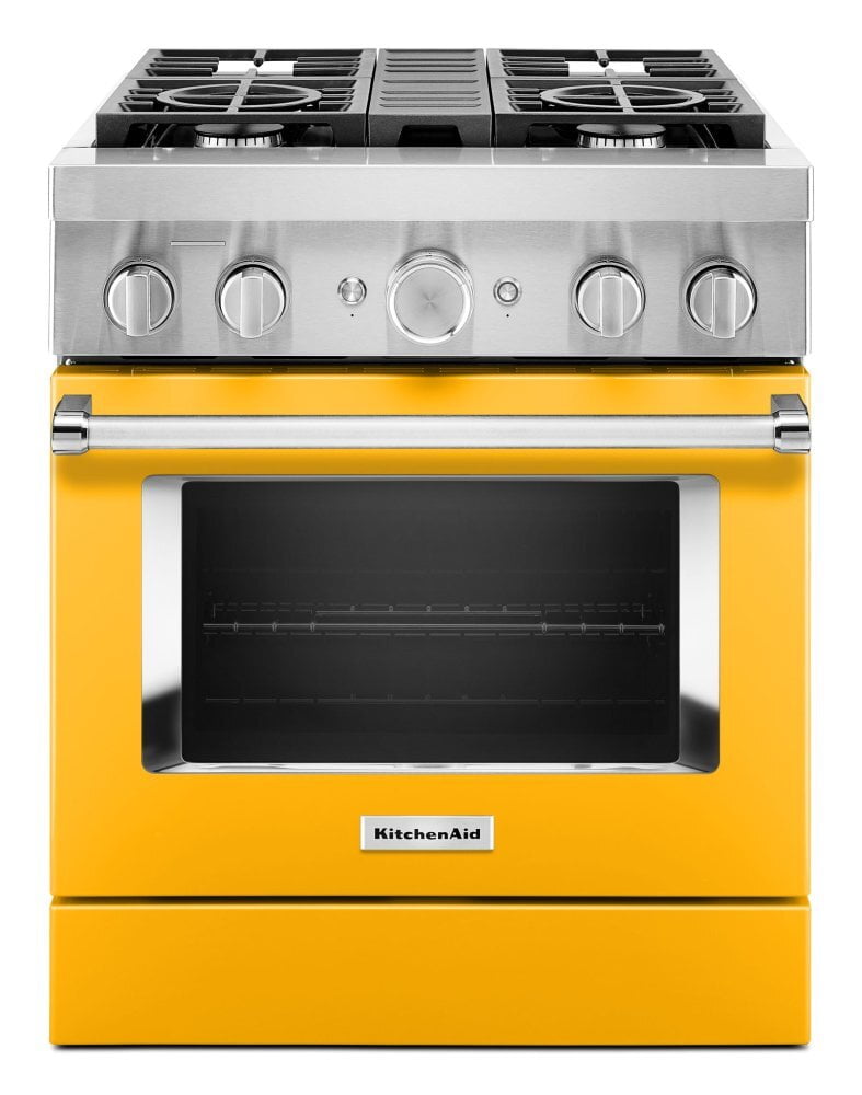 Kitchenaid KFDC500JYP Kitchenaid® 30'' Smart Commercial-Style Dual Fuel Range With 4 Burners - Yellow Pepper