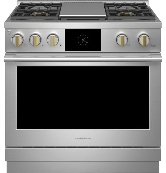 Monogram ZDP364NDTSS Monogram 36" Dual-Fuel Professional Range With 4 Burners And Griddle (Natural Gas)