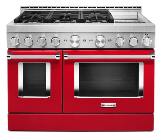 Kitchenaid KFGC558JPA Kitchenaid® 48'' Smart Commercial-Style Gas Range With Griddle - Passion Red