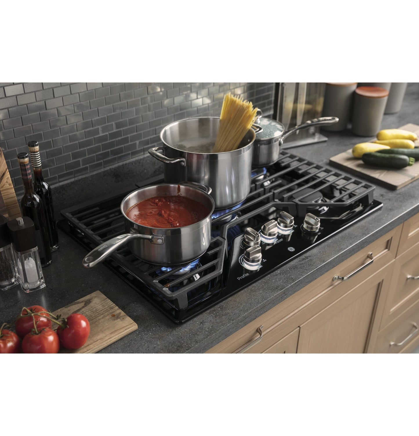 Ge Appliances PGP7030DLBB Ge Profile™ 30" Built-In Gas Cooktop With 5 Burners And Optional Extra-Large Cast Iron Griddle