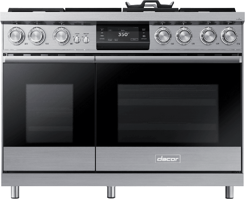 Dacor DOP48M96DLS 48" Pro Dual-Fuel Steam Range, Silver Stainless Steel, Natural Gas