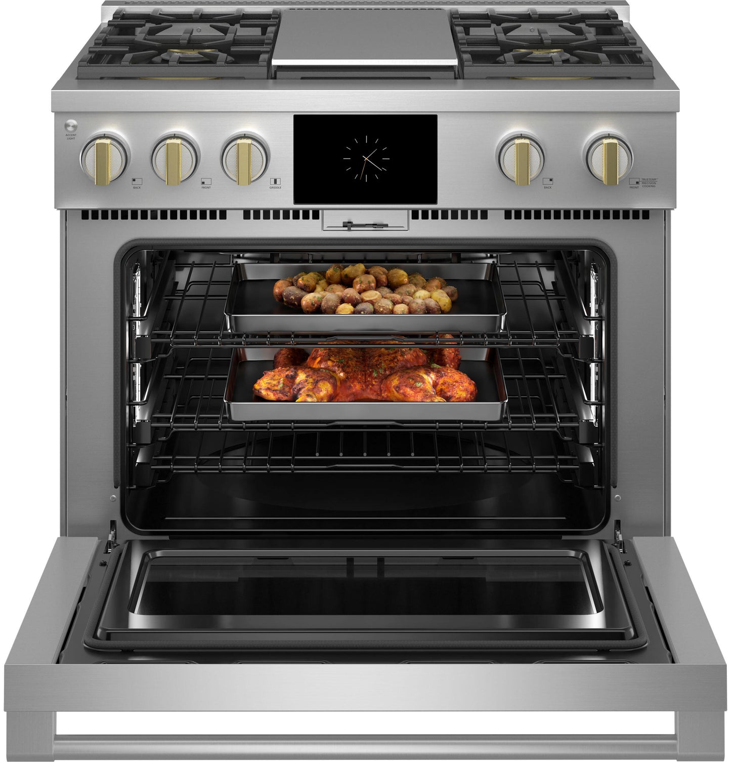 Monogram ZDP364NDTSS Monogram 36" Dual-Fuel Professional Range With 4 Burners And Griddle (Natural Gas)