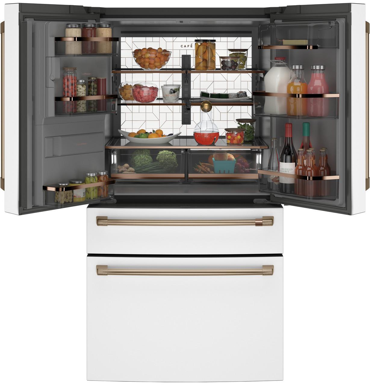 Cafe CXE22DP4PW2 Café&#8482; Energy Star® 22.3 Cu. Ft. Smart Counter-Depth 4-Door French-Door Refrigerator