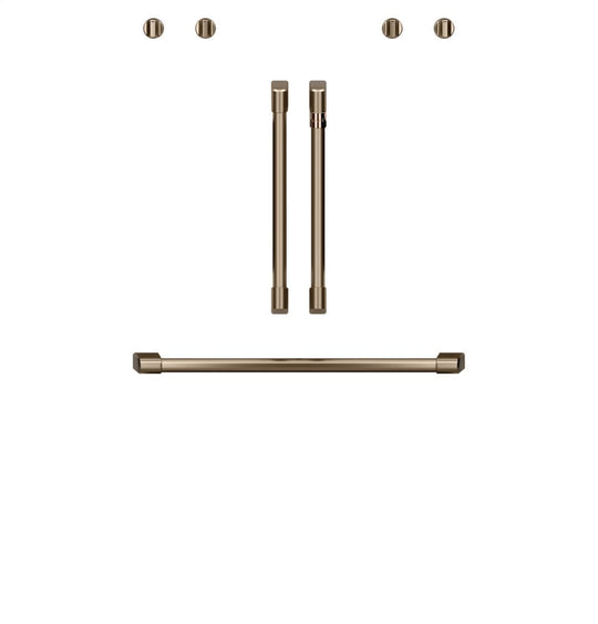 Cafe CXWDFHKPMBZ Café 2 French-Door Handles; 1 - 30" Handle; 4 Knobs - Brushed Bronze