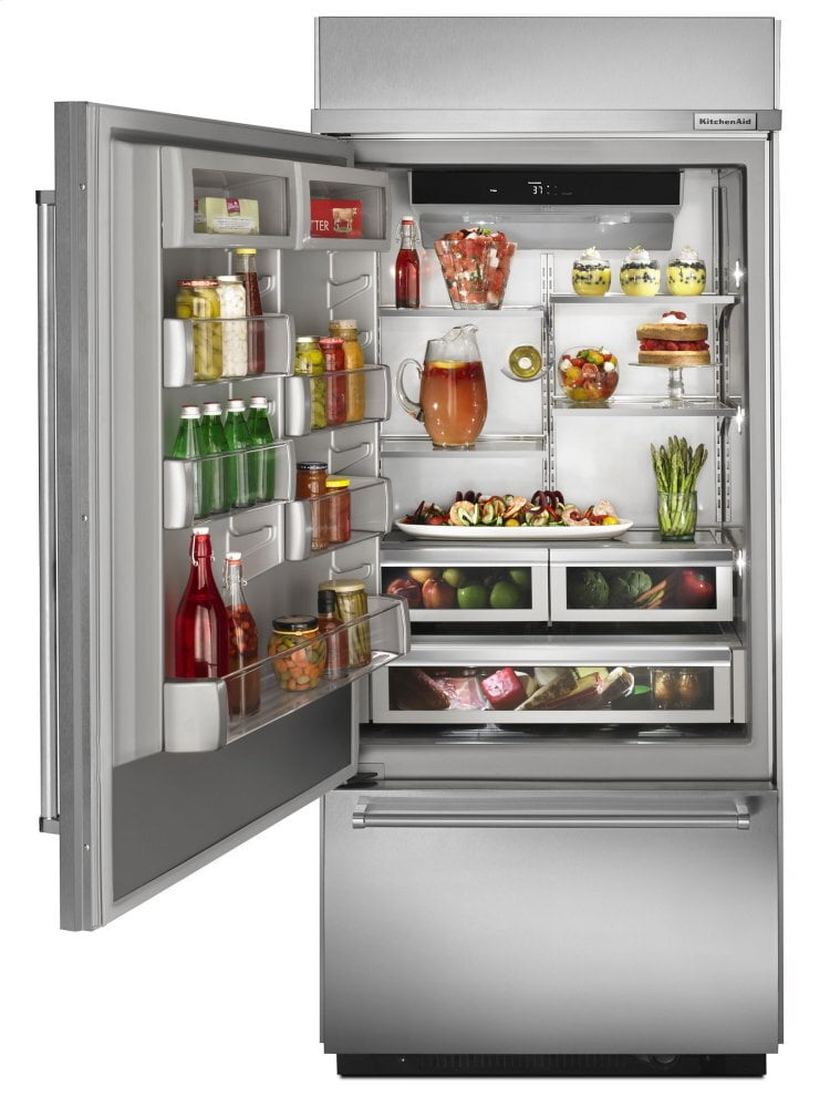 Kitchenaid KBBL306ESS 20.9 Cu. Ft. 36" Width Built-In Stainless Bottom Mount Refrigerator With Platinum Interior Design - Stainless Steel