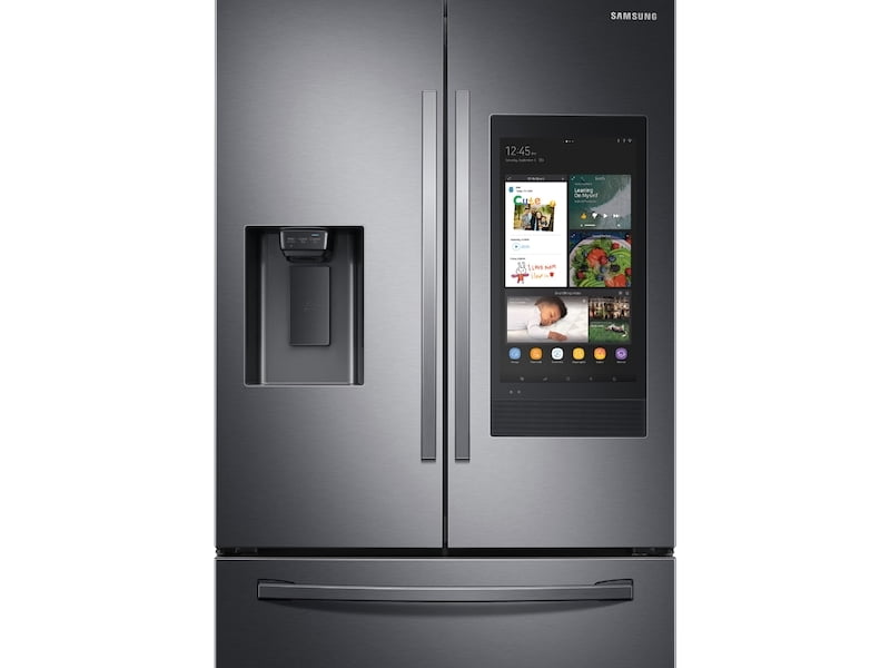 Samsung RF27T5501SG 26.5 Cu. Ft. Large Capacity 3-Door French Door Refrigerator With Family Hub&#8482; And External Water & Ice Dispenser In Black Stainless Steel