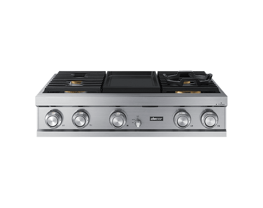 Dacor DTT36M974AS 36" Rangetop, Silver Stainless Steel, High Altitude Liquid Propane