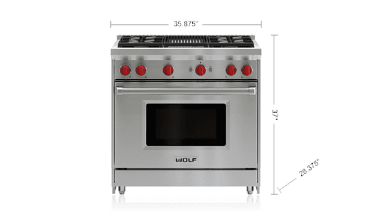 Wolf GR364CLP 36" Gas Range - 4 Burners And Infrared Charbroiler