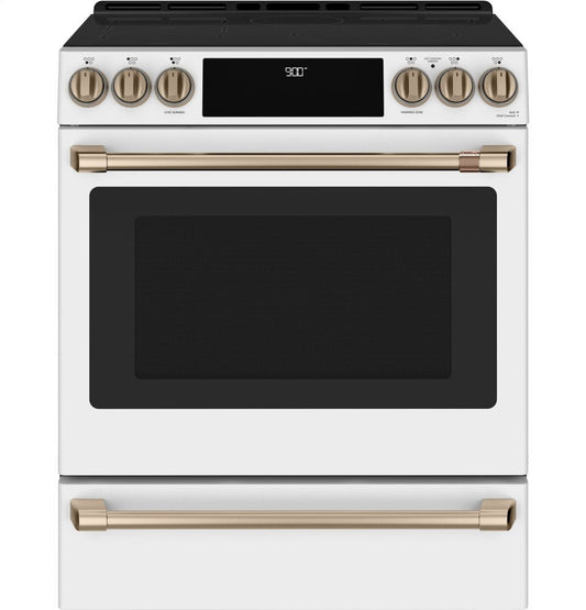 Cafe CHS900P4MW2 Café 30" Smart Slide-In, Front-Control, Induction And Convection Range With Warming Drawer