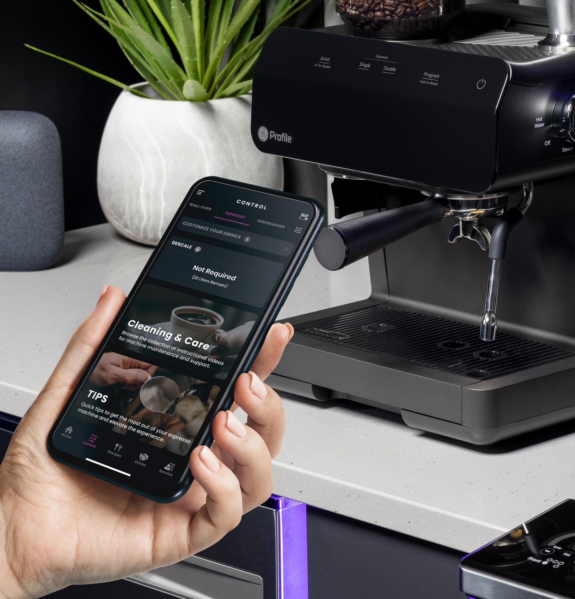 Ge Appliances P7CESAS6RBB Ge Profile™ Semi Automatic Espresso Machine + Frother