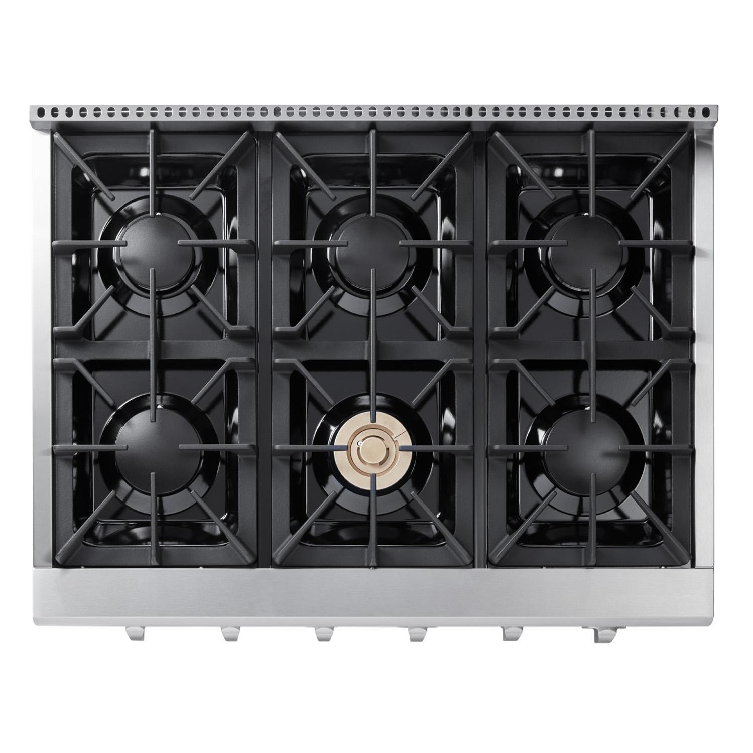 Thor Kitchen HRT3618ULP 36 Inch Professional Gas Rangetop In Stainless Steel - Liquid Propane