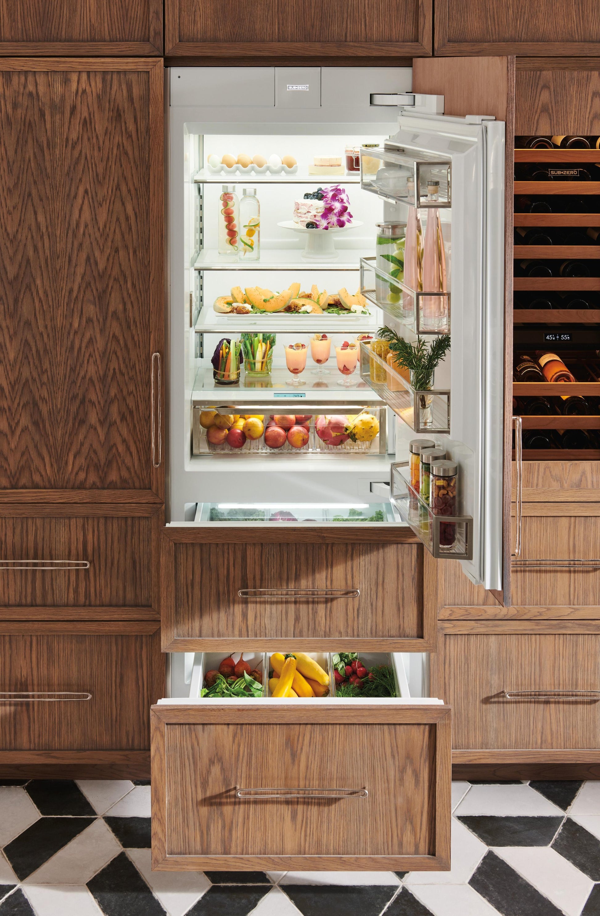 Sub-Zero DET3050RIDR 30" Designer Over-And-Under Refrigerator With Internal Dispenser - Panel Ready