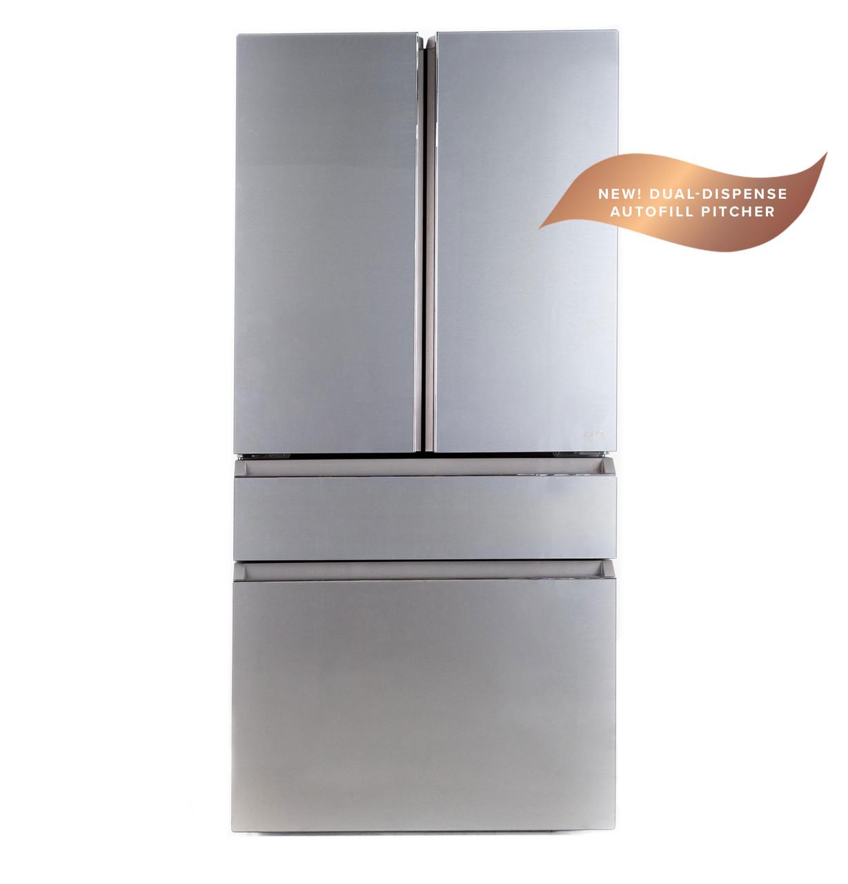 Cafe CGE29DM5TS5 Café&#8482; Energy Star® 28.7 Cu. Ft. Smart 4-Door French-Door Refrigerator In Platinum Glass With Dual-Dispense Autofill Pitcher