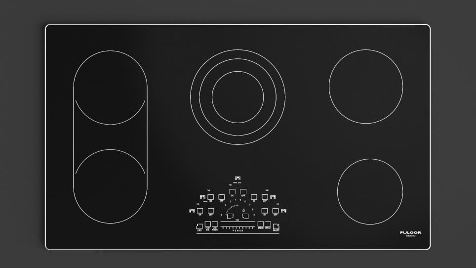 Fulgor Milano F6RT36S2 36" Radiant Cooktop With Brushed Aluminum Trim - Black Glass