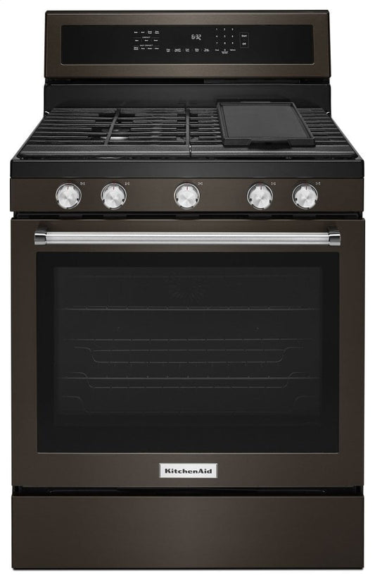 Kitchenaid KFGG500EBS 30-Inch 5-Burner Gas Convection Range - Black Stainless Steel With Printshield™ Finish