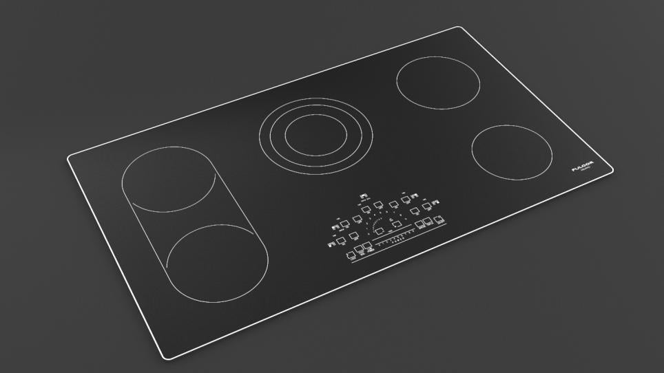 Fulgor Milano F6RT36S2 36" Radiant Cooktop With Brushed Aluminum Trim - Black Glass