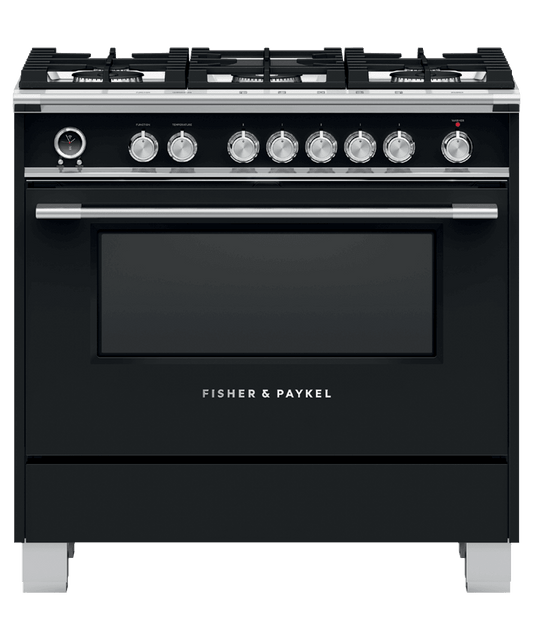 Fisher & Paykel OR36SCG6B1 Dual Fuel Range, 36", 5 Burners, Self-Cleaning