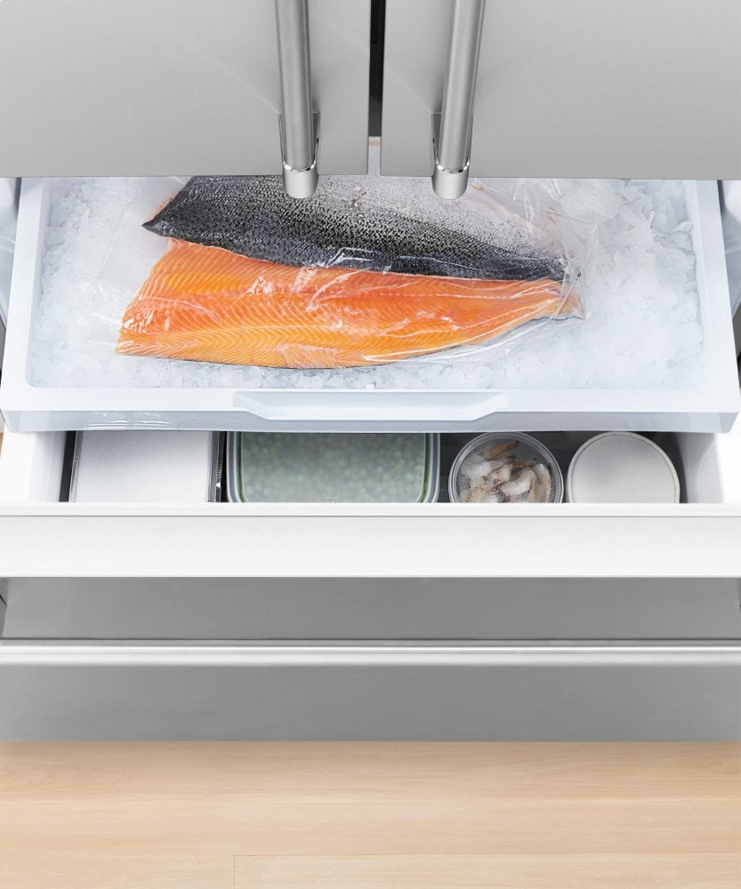 Fisher & Paykel RF201ACUSX1N Freestanding French Door Refrigerator Freezer, 36", 20.1 Cu Ft, Ice & Water