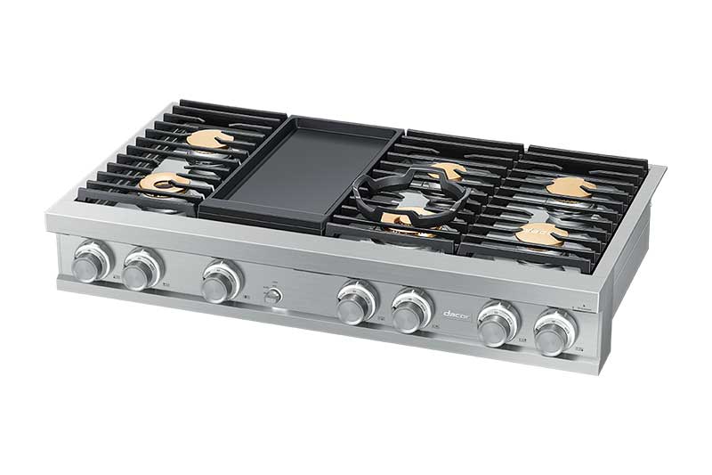 Dacor DTT48M976HS 48" Rangetop, Silver Stainless Steel, High Altitude Natural Gas