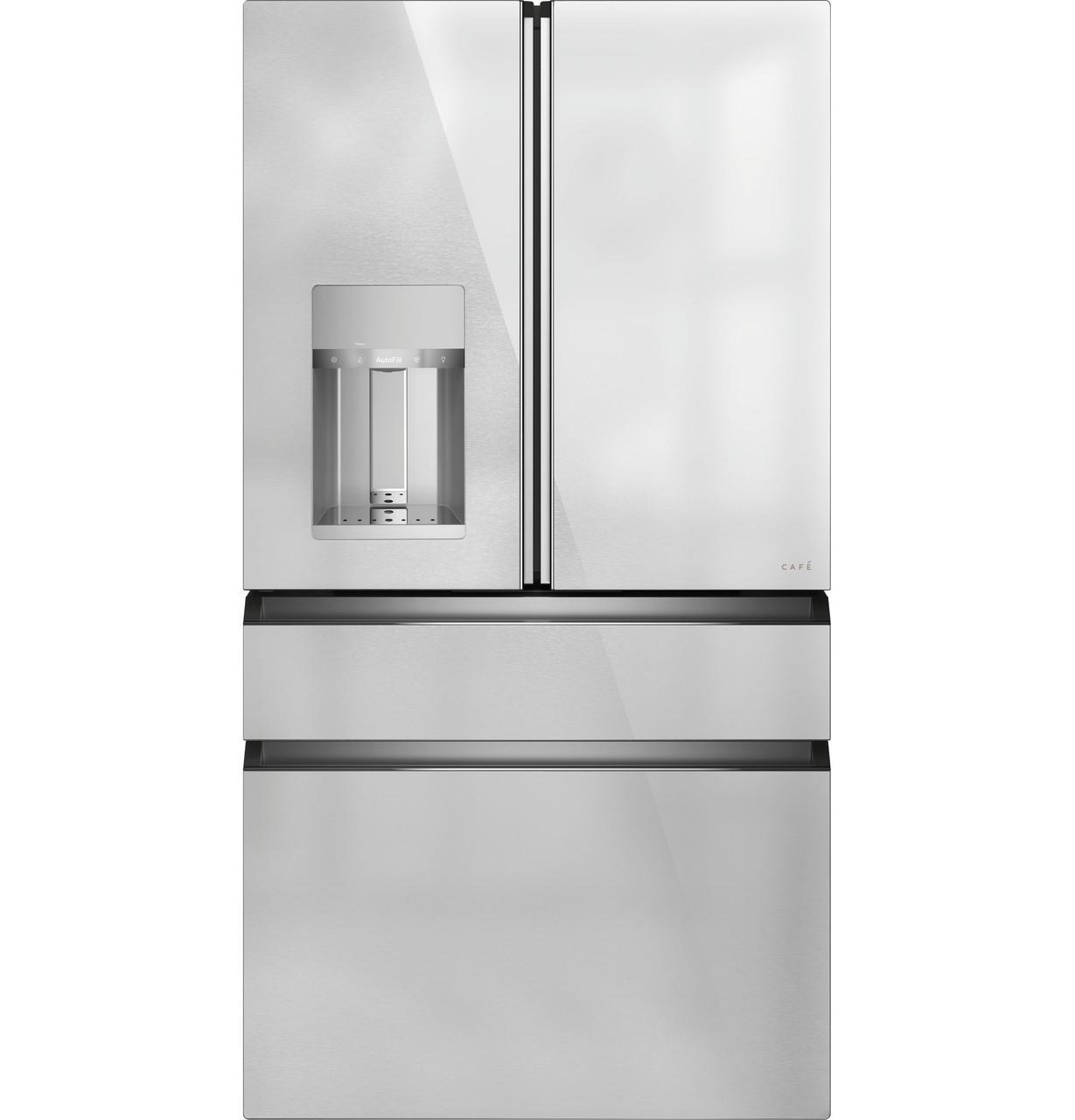 Cafe CXE22DM5PS5 Café™ Energy Star® 22.3 Cu. Ft. Smart Counter-Depth 4-Door French-Door Refrigerator In Platinum Glass
