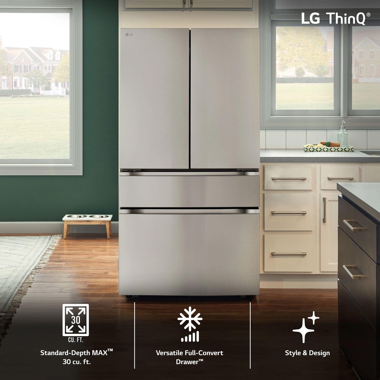 Lg LF30S8210S 30 Cu. Ft. Smart Standard-Depth Max™ 4-Door French Door Refrigerator With Full-Convert Drawer™