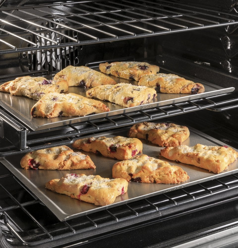 Cafe CES700M2NS5 Café 30" Smart Slide-In, Front-Control, Radiant And Convection Range In Platinum Glass