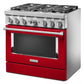Kitchenaid KFDC506JPA Kitchenaid® 36'' Smart Commercial-Style Dual Fuel Range With 6 Burners - Passion Red