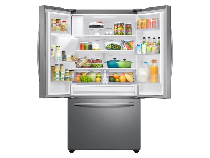 Samsung RF27T5501SR 26.5 Cu. Ft. Large Capacity 3-Door French Door Refrigerator With Family Hub&#8482; And External Water & Ice Dispenser In Stainless Steel