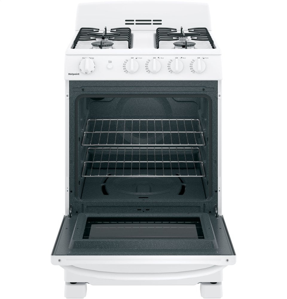 Hotpoint RGAS300DMWW Hotpoint® 24" Front-Control Free-Standing Gas Range With Large Window
