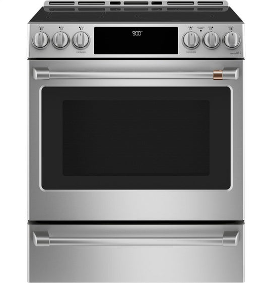 Cafe CHS900P2MS1 Café 30" Smart Slide-In, Front-Control, Induction And Convection Range With Warming Drawer