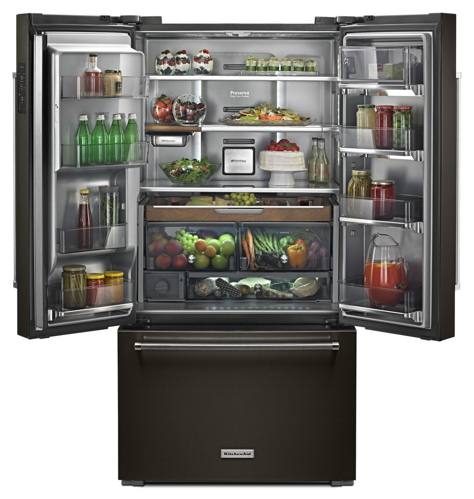 Kitchenaid KRFC704FBS 23.8 Cu. Ft. 36" Counter-Depth French Door Platinum Interior Refrigerator With Printshield™ Finish - Black Stainless Steel With Printshield™ Finish