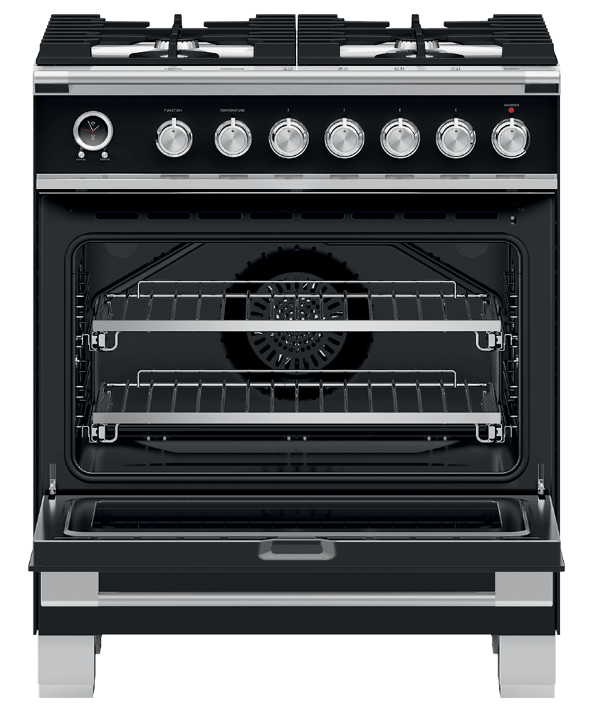 Fisher & Paykel OR30SCG6B1 Dual Fuel Range, 30", 4 Burners, Self-Cleaning