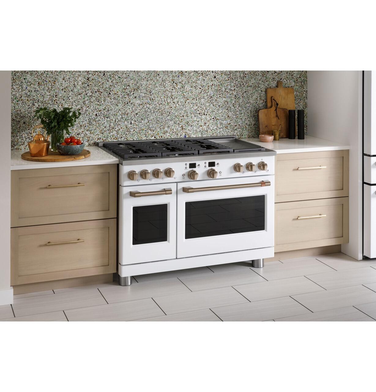 Cafe C2Y486P4TW2 Café™ 48" Smart Dual-Fuel Commercial-Style Range With 6 Burners And Griddle (Natural Gas)