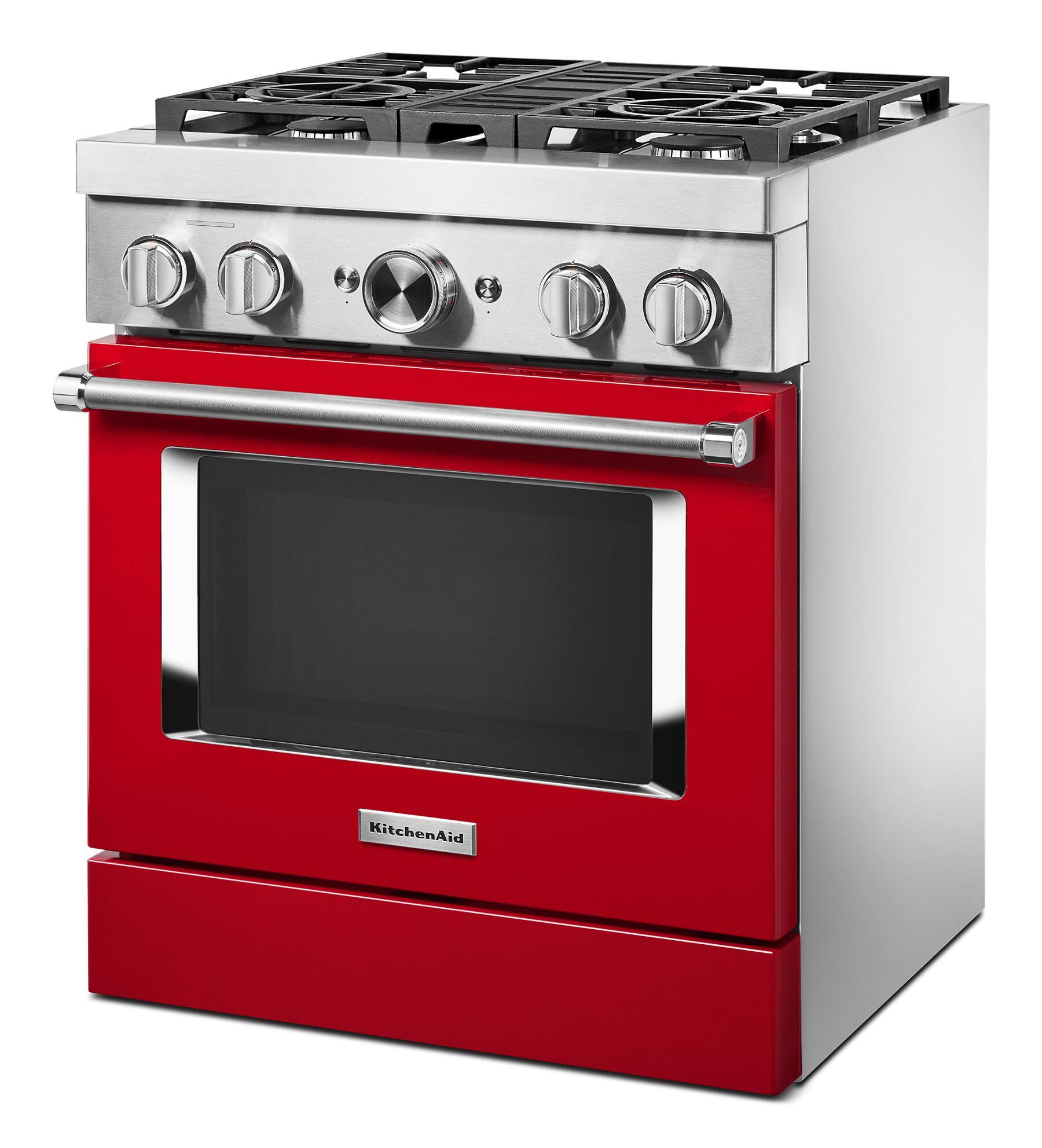 Kitchenaid KFDC500JPA Kitchenaid® 30'' Smart Commercial-Style Dual Fuel Range With 4 Burners - Passion Red