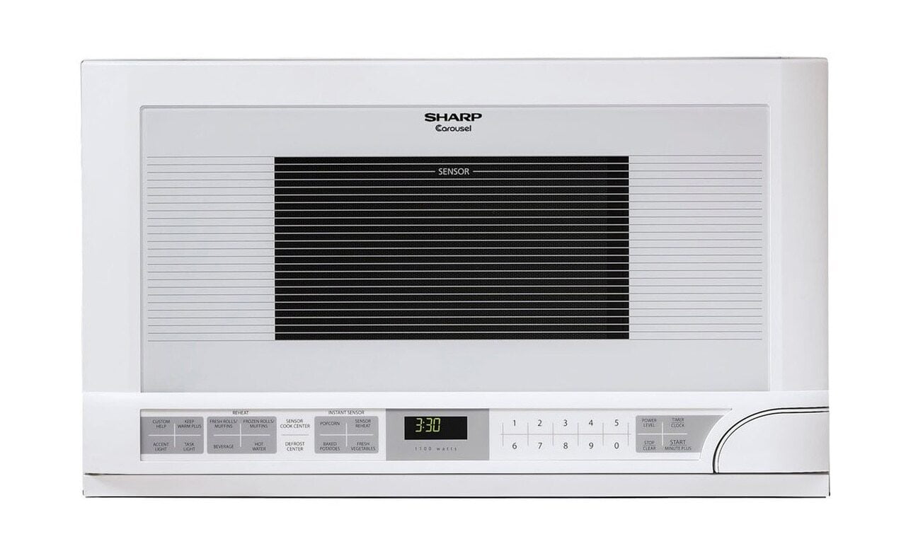 Sharp R1211TY 1.5 Cu. Ft. 1100W White Sharp Over-The-Counter Carousel Microwave Oven