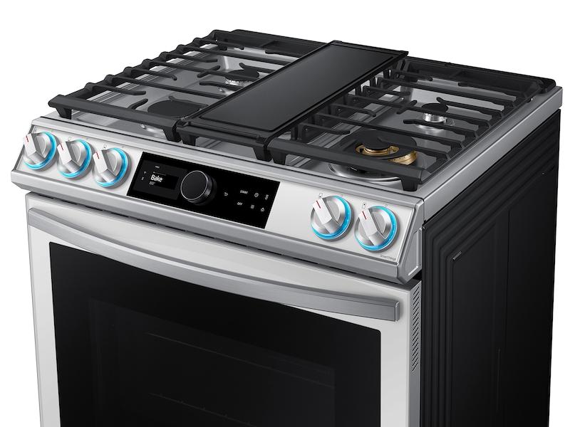 Samsung NX60BB871112AA Bespoke Smart Slide-In Gas Range 6.0 Cu. Ft. With Smart Dial, Air Fry & Wi-Fi In White Glass