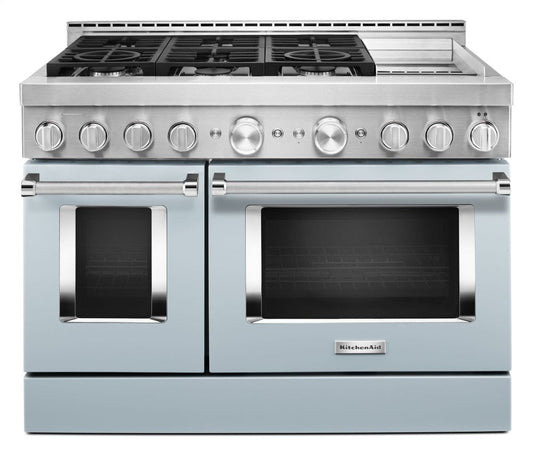 Kitchenaid KFGC558JMB Kitchenaid® 48'' Smart Commercial-Style Gas Range With Griddle - Misty Blue