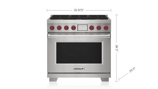 Wolf DF36650SP 36" Dual Fuel Range - 6 Burners