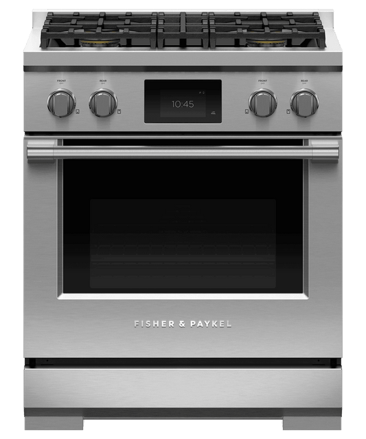 Fisher & Paykel RDV3304N Dual Fuel Range, 30", 4 Burners, Self-Cleaning