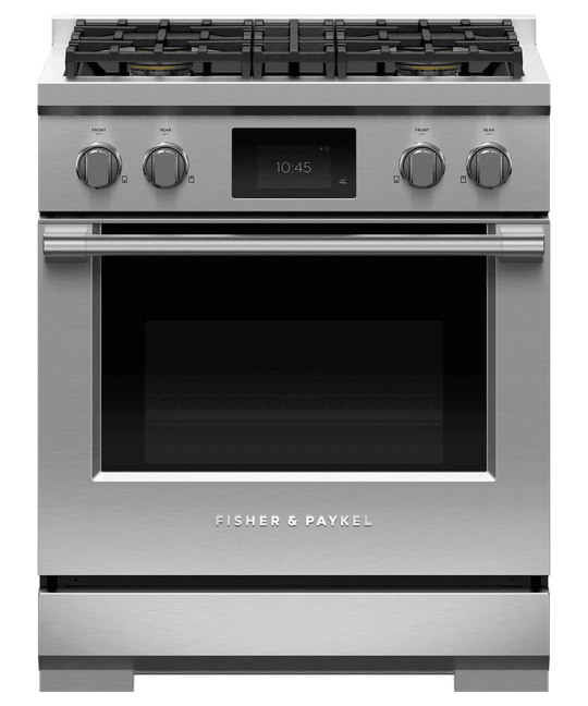 Fisher & Paykel RDV3304N Dual Fuel Range, 30", 4 Burners, Self-Cleaning