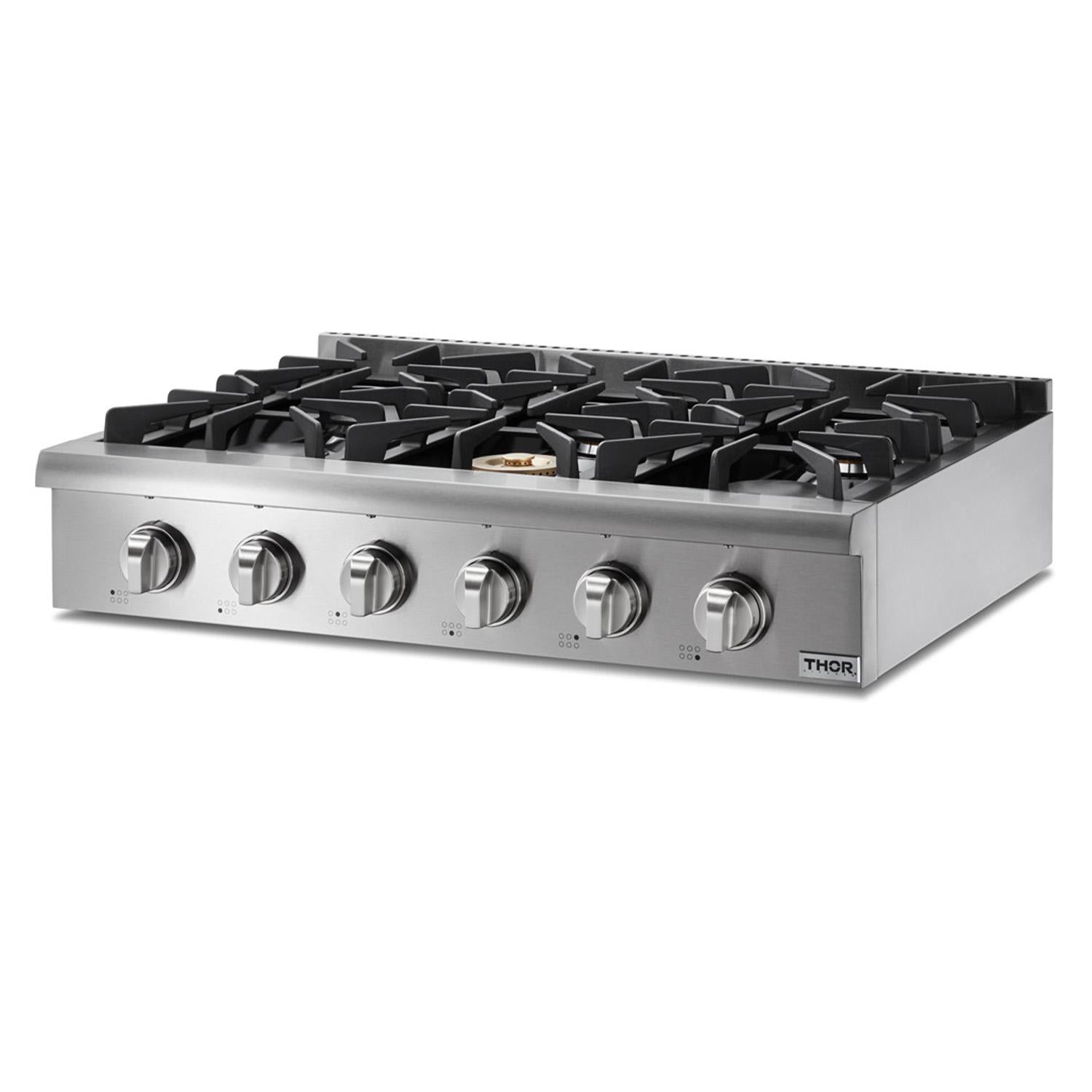 Thor Kitchen HRT3618ULP 36 Inch Professional Gas Rangetop In Stainless Steel - Liquid Propane