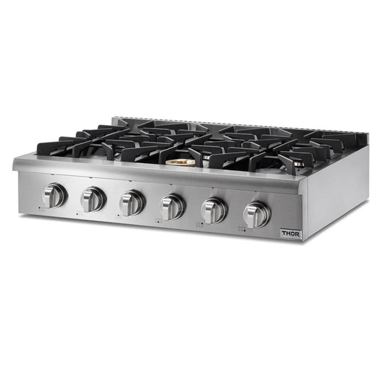 Thor Kitchen HRT3618ULP 36 Inch Professional Gas Rangetop In Stainless Steel - Liquid Propane