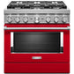 Kitchenaid KFDC506JPA Kitchenaid® 36'' Smart Commercial-Style Dual Fuel Range With 6 Burners - Passion Red